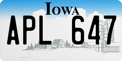IA license plate APL647