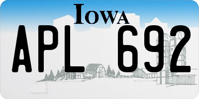 IA license plate APL692