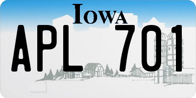 IA license plate APL701