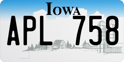 IA license plate APL758