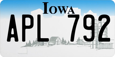IA license plate APL792
