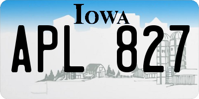 IA license plate APL827