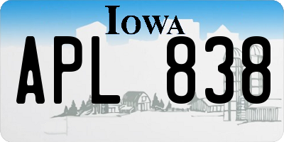 IA license plate APL838