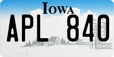 IA license plate APL840