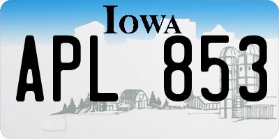 IA license plate APL853