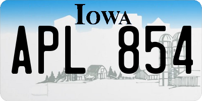 IA license plate APL854