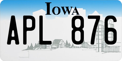 IA license plate APL876