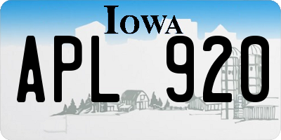 IA license plate APL920