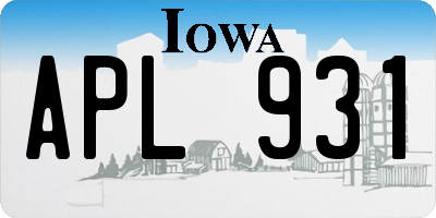 IA license plate APL931