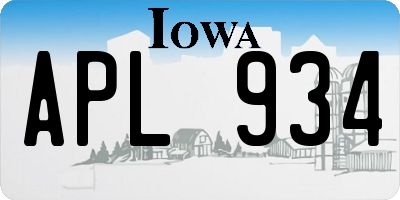 IA license plate APL934