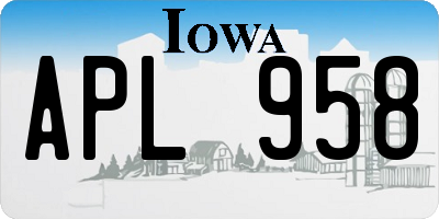 IA license plate APL958