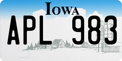 IA license plate APL983
