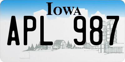 IA license plate APL987
