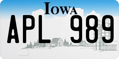 IA license plate APL989