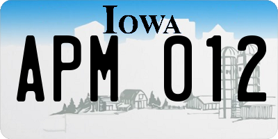 IA license plate APM012