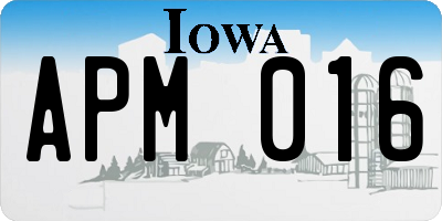 IA license plate APM016