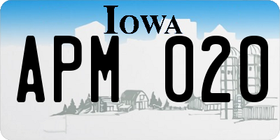 IA license plate APM020