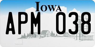 IA license plate APM038