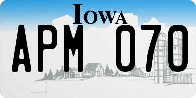 IA license plate APM070