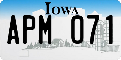 IA license plate APM071