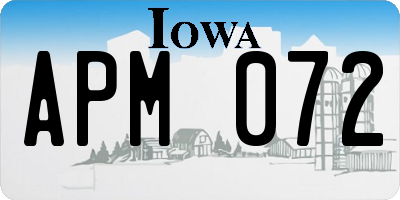 IA license plate APM072