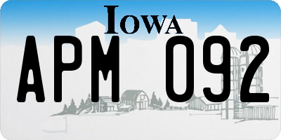IA license plate APM092
