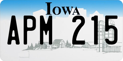 IA license plate APM215