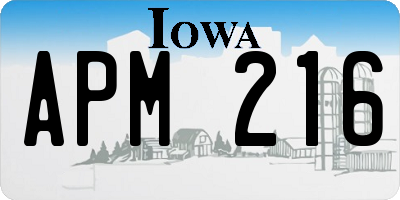 IA license plate APM216