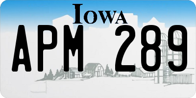 IA license plate APM289