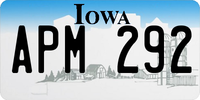 IA license plate APM292