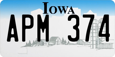 IA license plate APM374