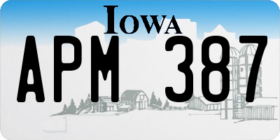 IA license plate APM387