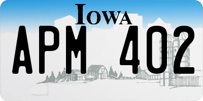 IA license plate APM402