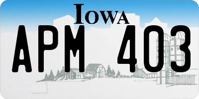 IA license plate APM403
