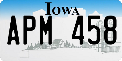 IA license plate APM458