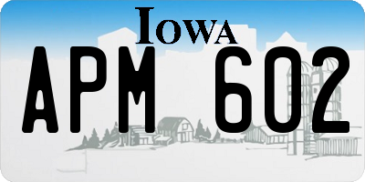 IA license plate APM602