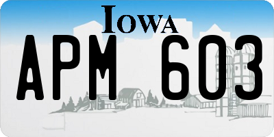 IA license plate APM603