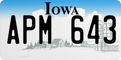 IA license plate APM643