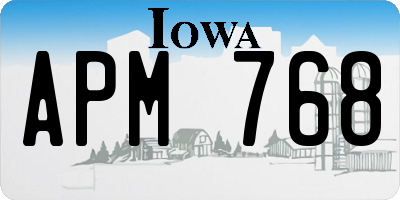 IA license plate APM768