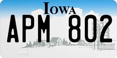 IA license plate APM802