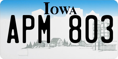 IA license plate APM803