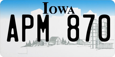 IA license plate APM870