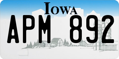 IA license plate APM892