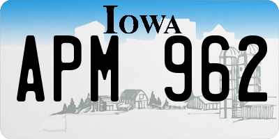 IA license plate APM962