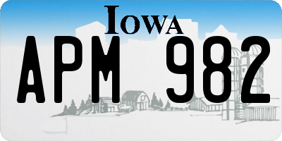 IA license plate APM982