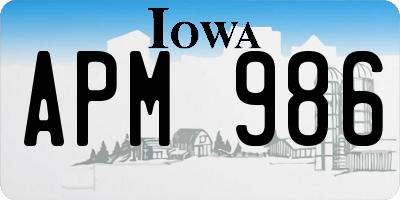 IA license plate APM986