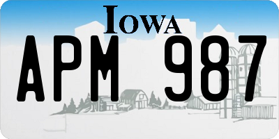 IA license plate APM987