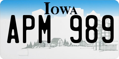 IA license plate APM989