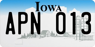 IA license plate APN013