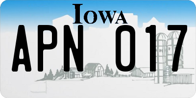 IA license plate APN017